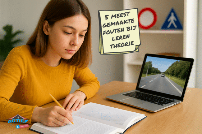 Leerling bereidt zich voor op het theorie-examen auto – Autorijschool Actief